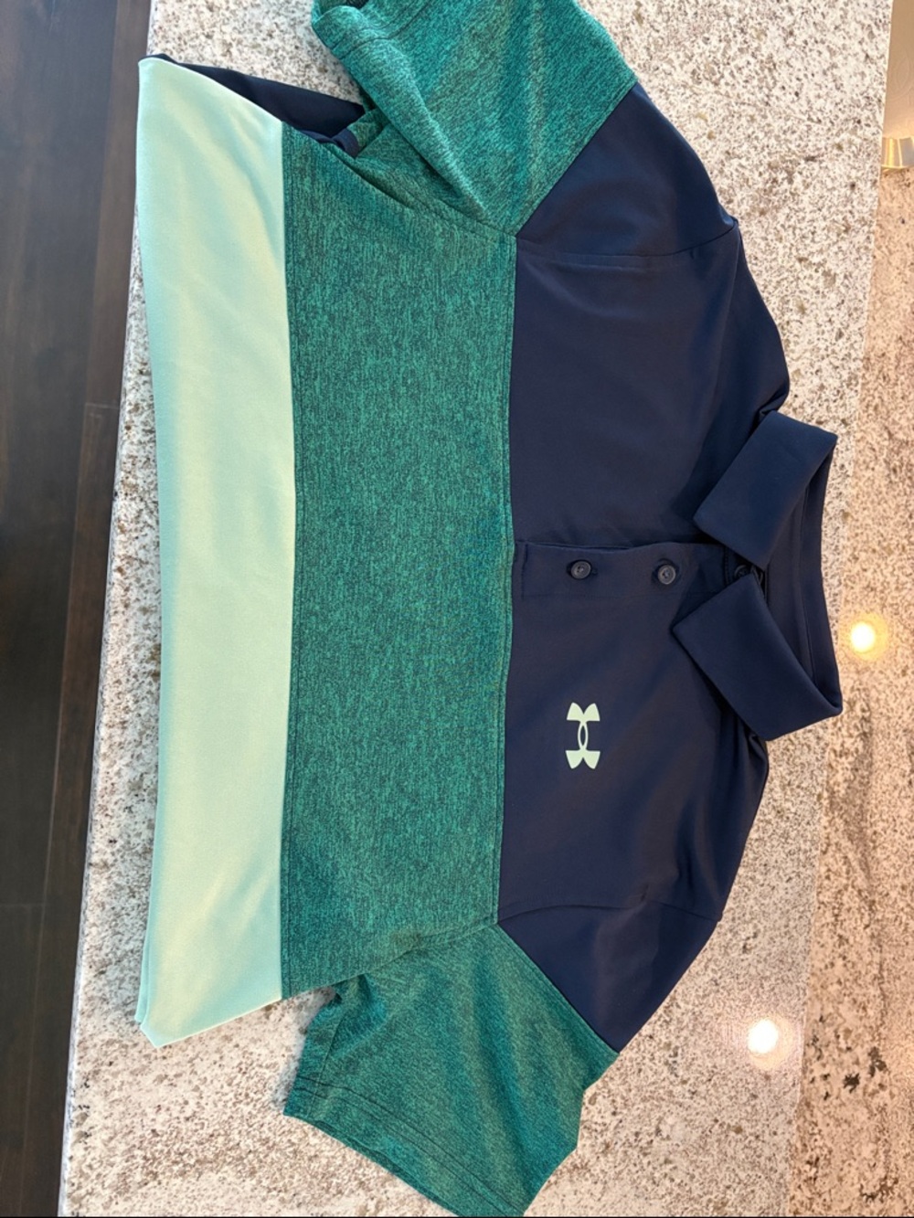 Under Armour Navy & green Colorblock playoff Polo size S